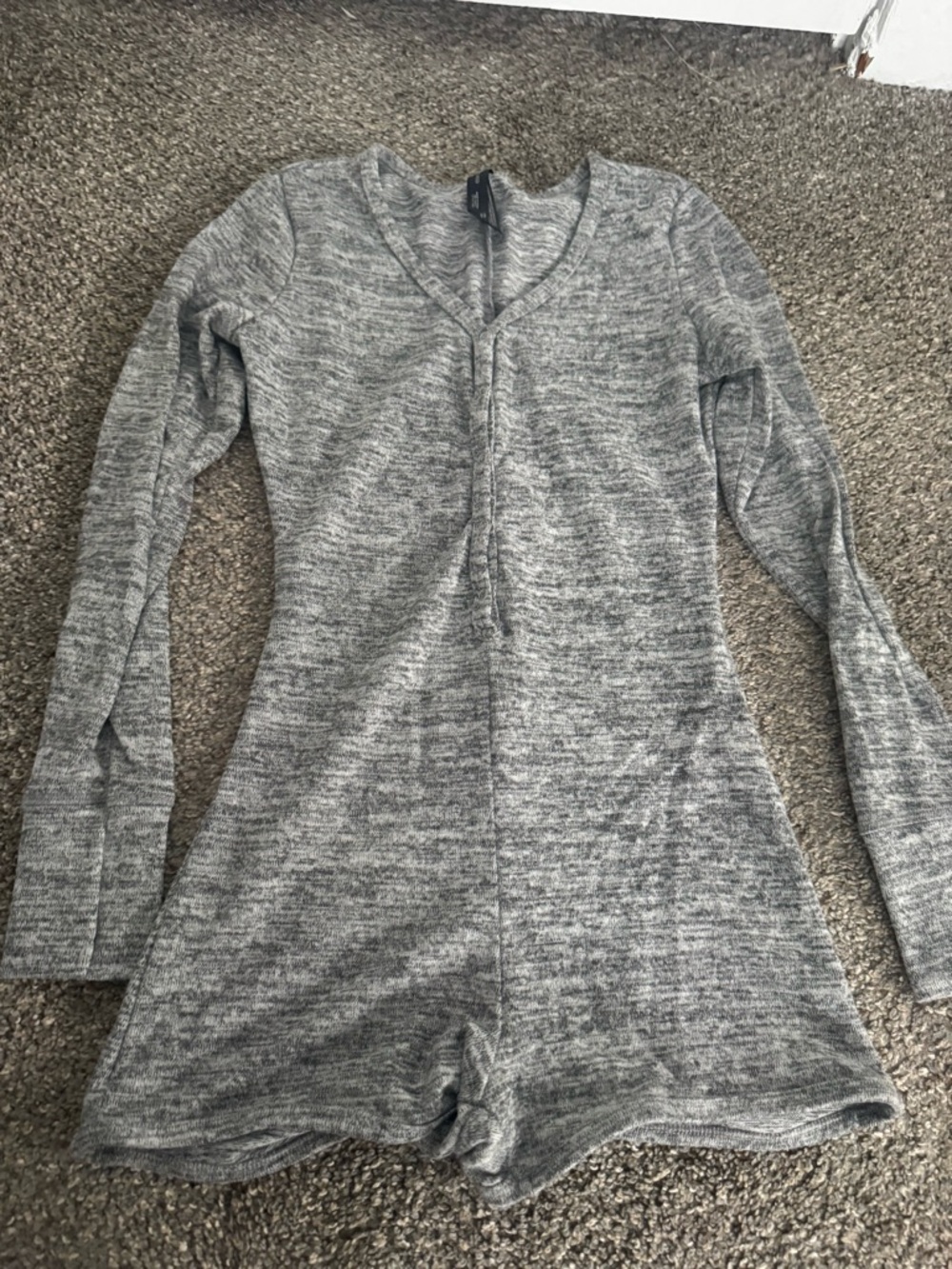 Gray Long Sleeve Knit Romper